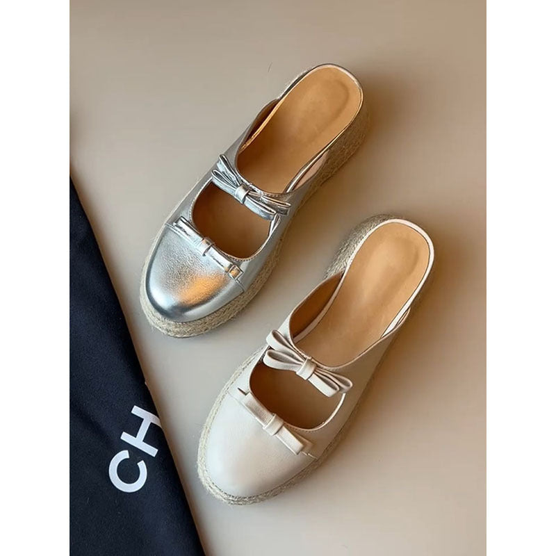 Dame Vintage-stil Mary Jane Espadrille Flats Stilla