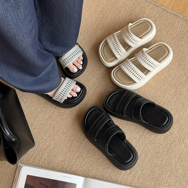 Dame Woven Strap Slide Sandaler Stilla