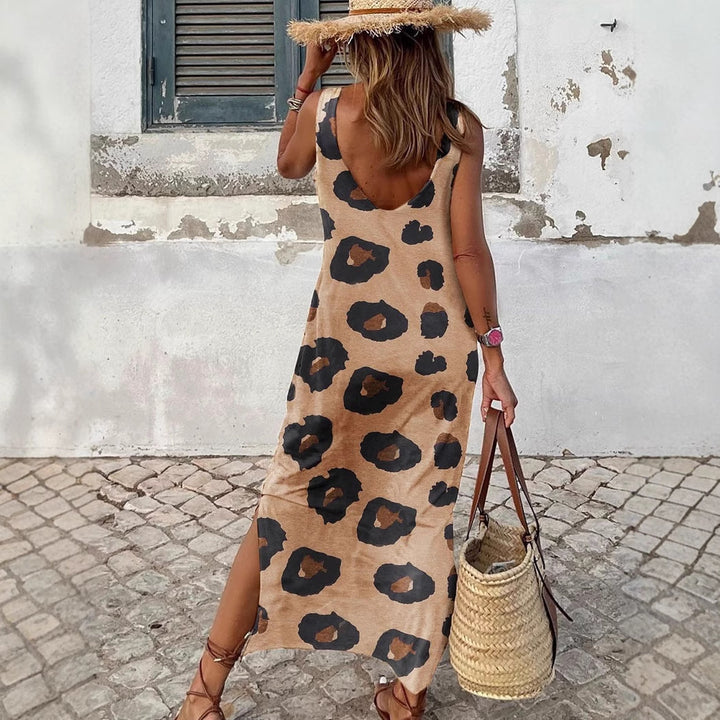 Dame Smart Leopardprint Maxi Kjole Stilla