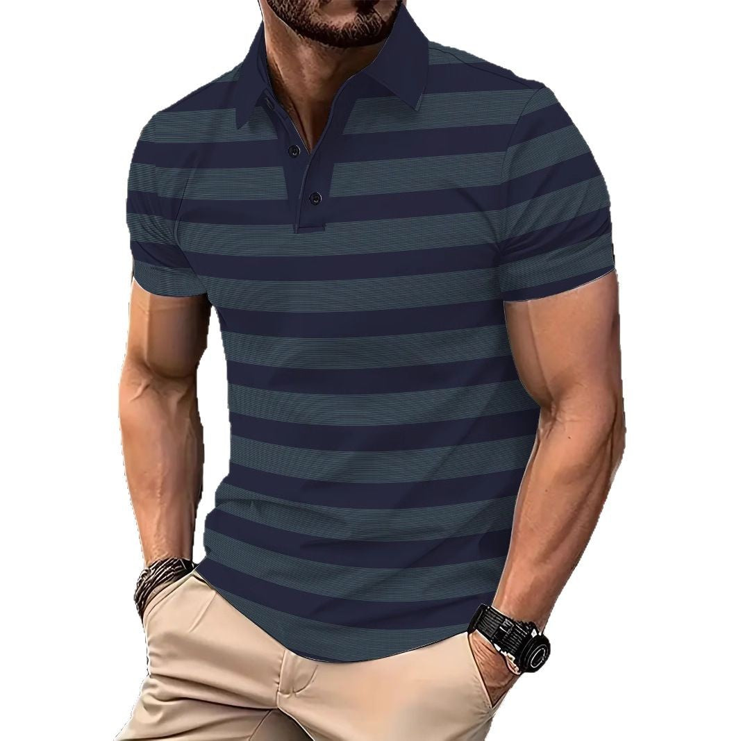Herrer Poloshirt med moderne striber og åndbare egenskaber Stilla