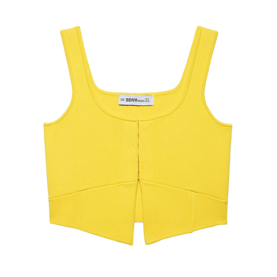 Femme Cropped Strik Tanktop med Udsnit-Detail Stilla
