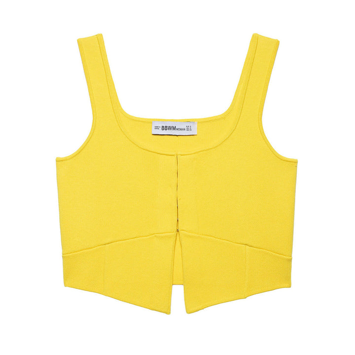 Femme Cropped Strik Tanktop med Udsnit-Detail Stilla