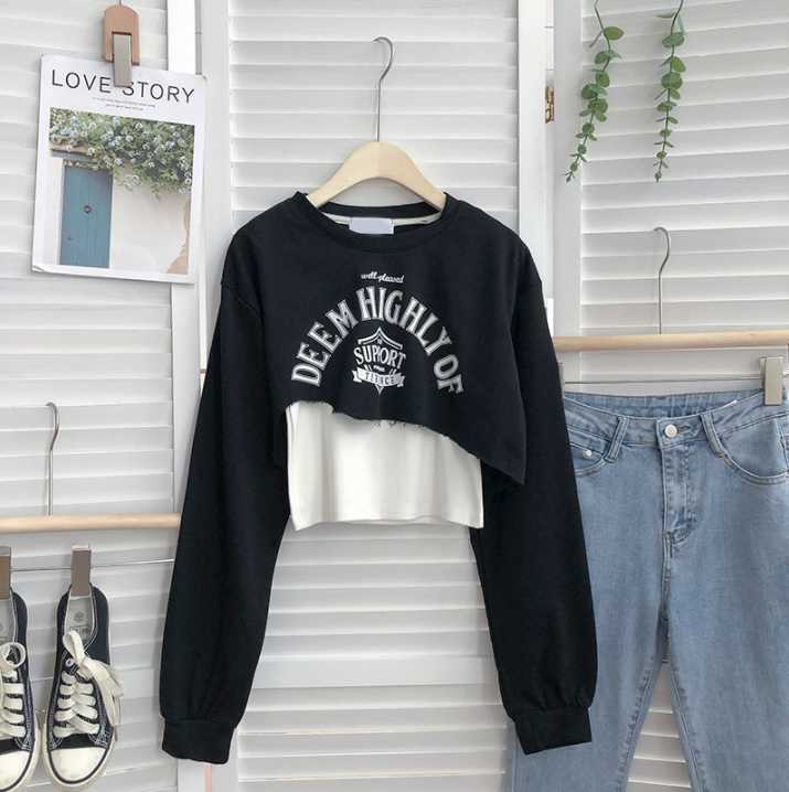Dame Cropped Graphic Sweatshirt med legende slogan Stilla