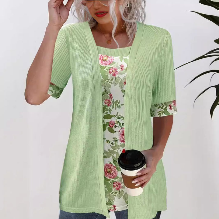 Damer casual cardigan med blomstret for Stilla
