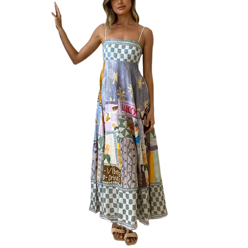 Dame Kunstnerisk Patchwork Maxikjole Stilla