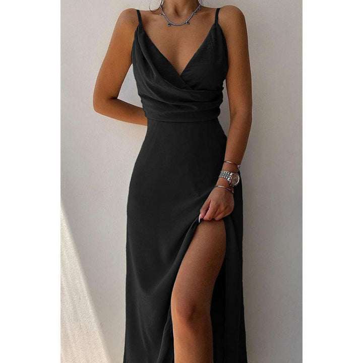 Damer Elegant Høj Slids Satin Maxi Kjole Stilla