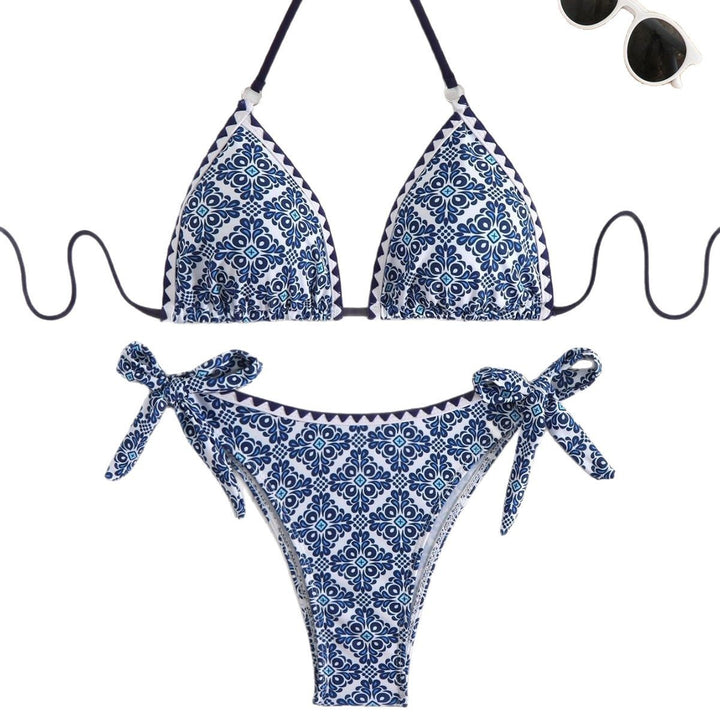 Dame Triangel-Bikini med legende snorebånd og elegant blomsterprint Stilla