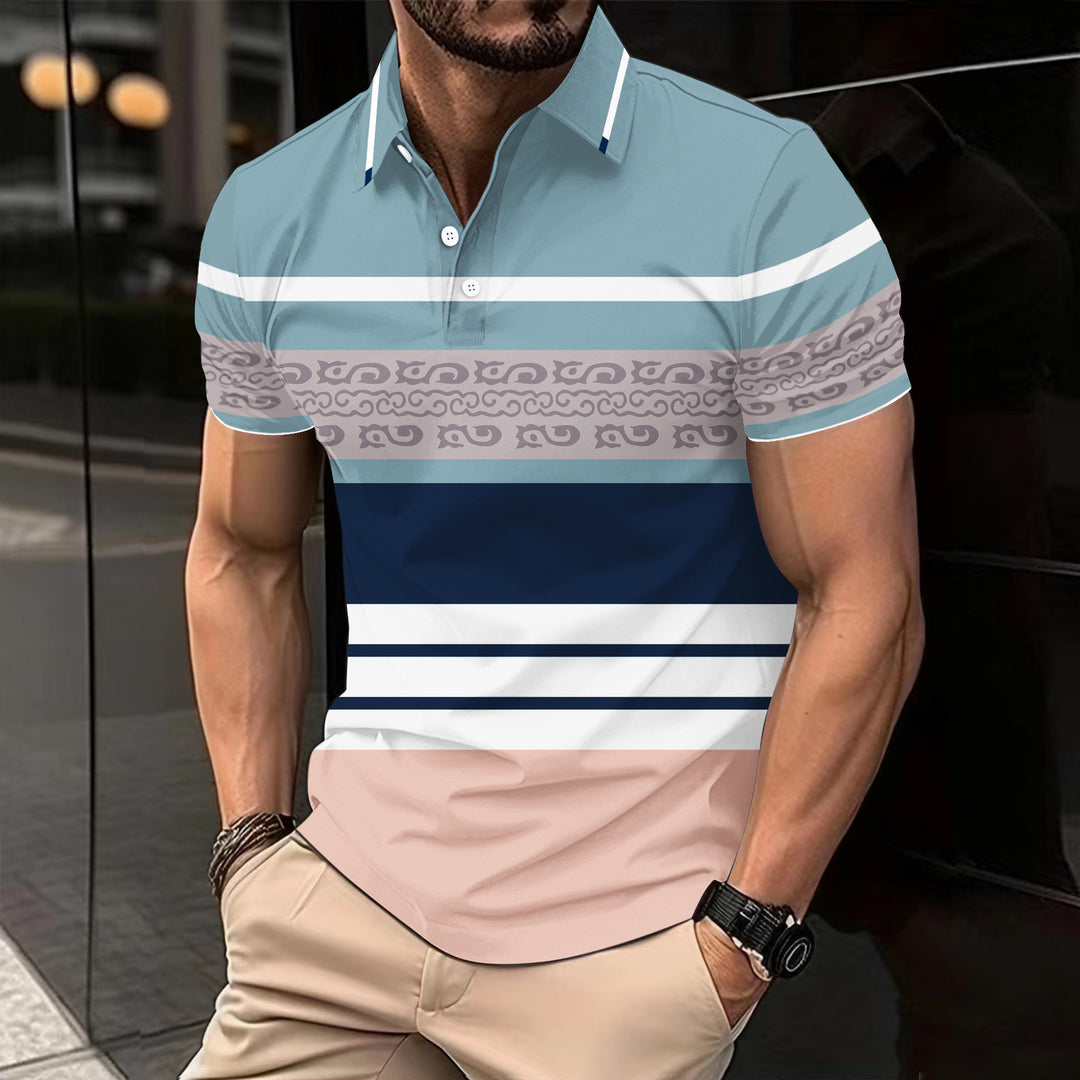 Herrer polo shirt med moderne stribedesign Stilla