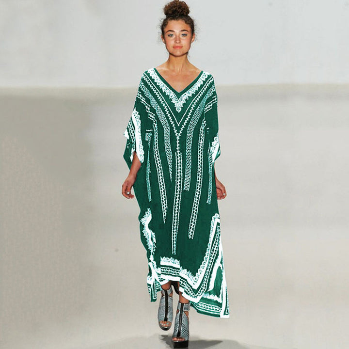 Dame Kaftankjole med kunstnerisk mønster og vidt skåret design Stilla