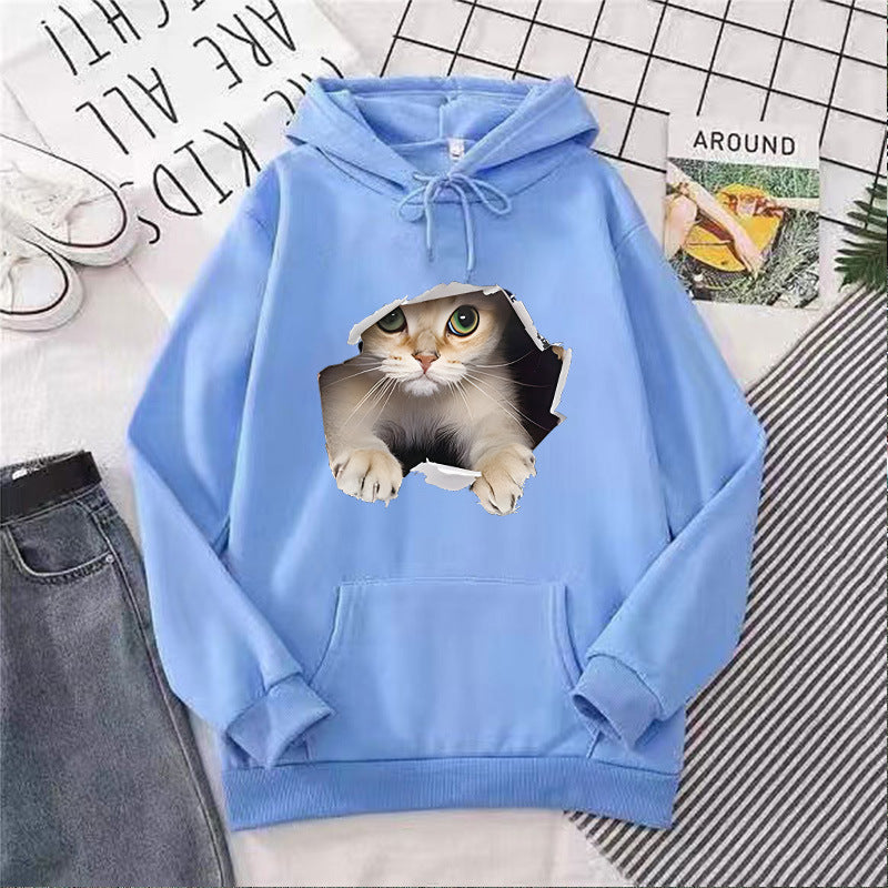 Kvinders hoodie med kreativ kat design Skovae 1772612757