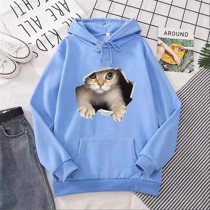 Kvinders hoodie med kreativ kat design Skovae 1772612757