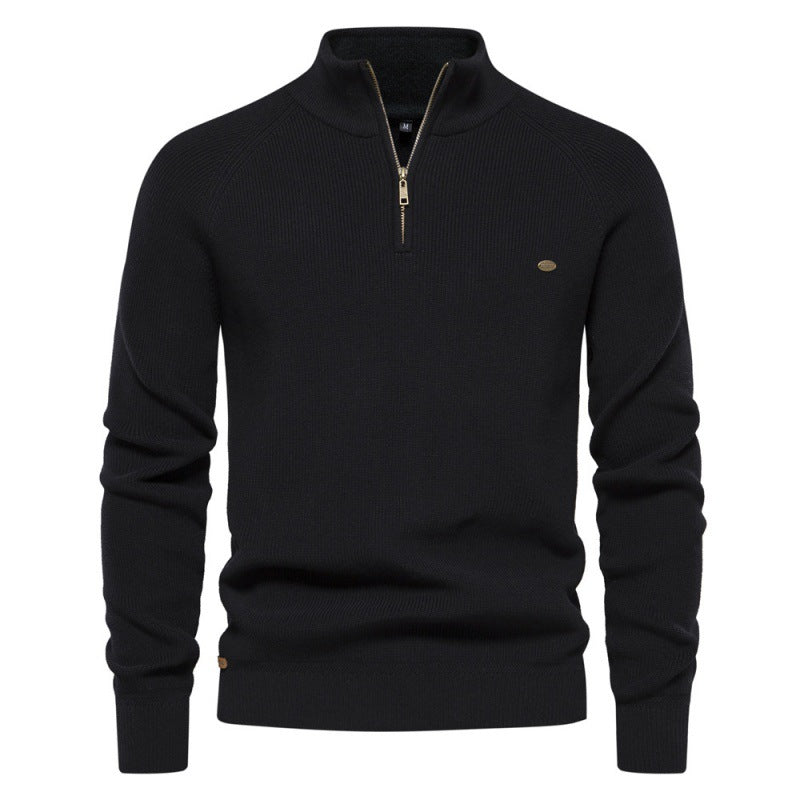 Herre ståkravepullover med elegant struktur og praktisk halvlynlås Stilla
