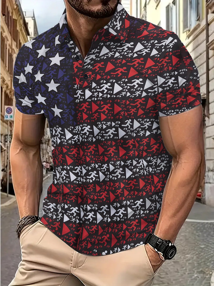 Herrer Poloshirt med dynamisk sportsmotiv Stilla