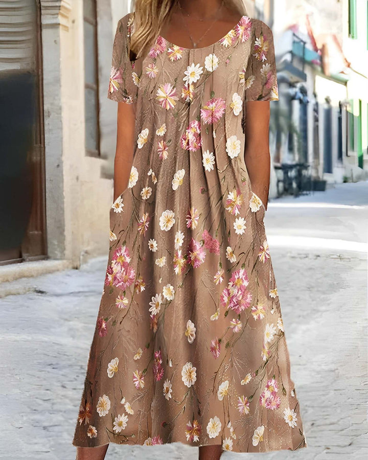 Dame Maxikjole med blomsterdesign og praktiske lommer Stilla