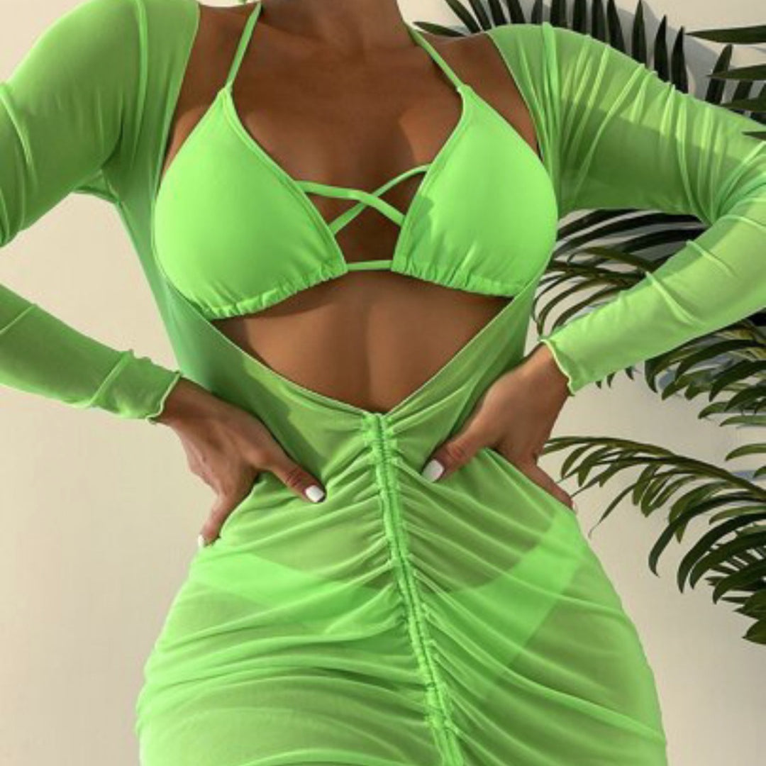 Dame Bikini-nederdel-sæt med innovativt indpakningsdesign og elegante lag-detajler Stilla