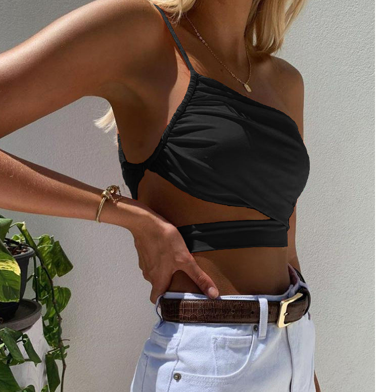 Kvinder asymmetrisk cutout crop top Stilla