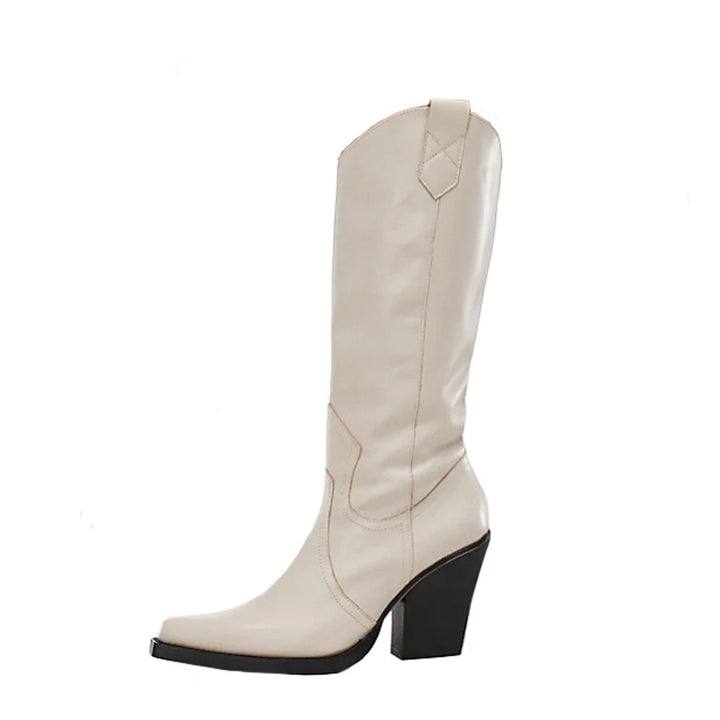 Femme Western-stil knælange stiletto-støvler med dekorative detaljer  Stilla