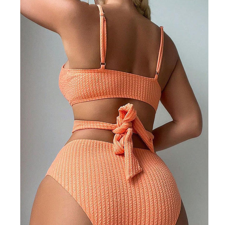 Kvinder Højskåret Bikini med raffineret Vaflet Design Skovae