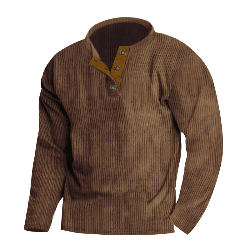 Herre afslappet strikpullover med moderne knapliste og struktureret design Stilla