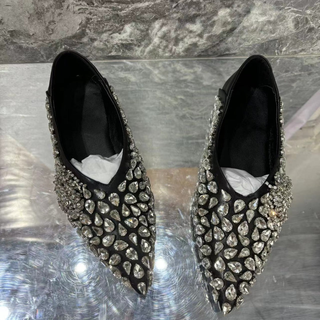 Femme Crystal-Besatte Spidse Ballerinaer Stilla