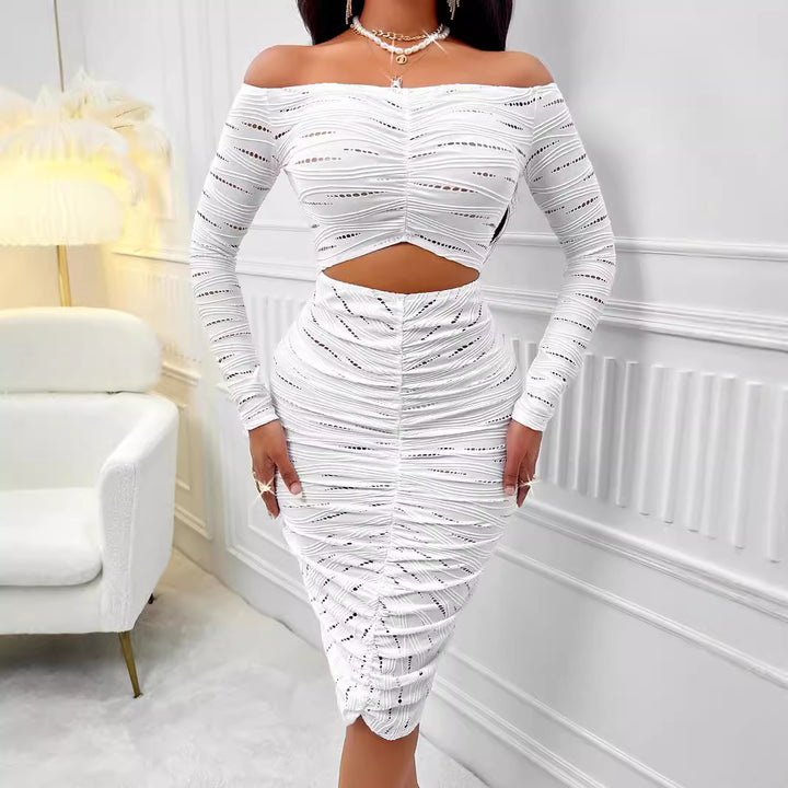 Dame Bodycon kjole med cut-out og off-shoulder-design Stilla