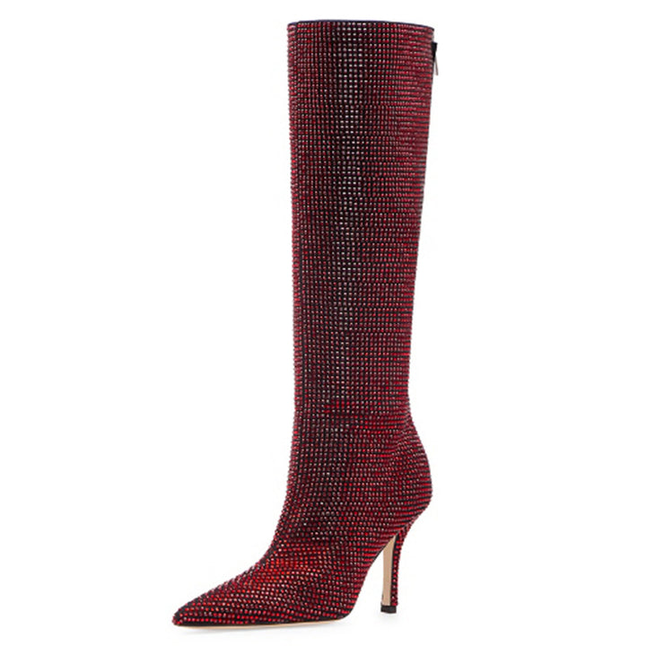 Femme Krystal-besmykkede Stiletto Over-knæ Støvler Stilla