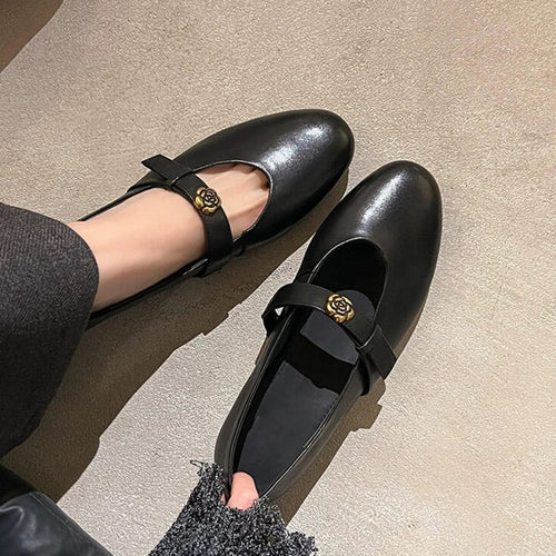 Dame Chic Mary Jane Ballerinas med dekorativ rem Stilla