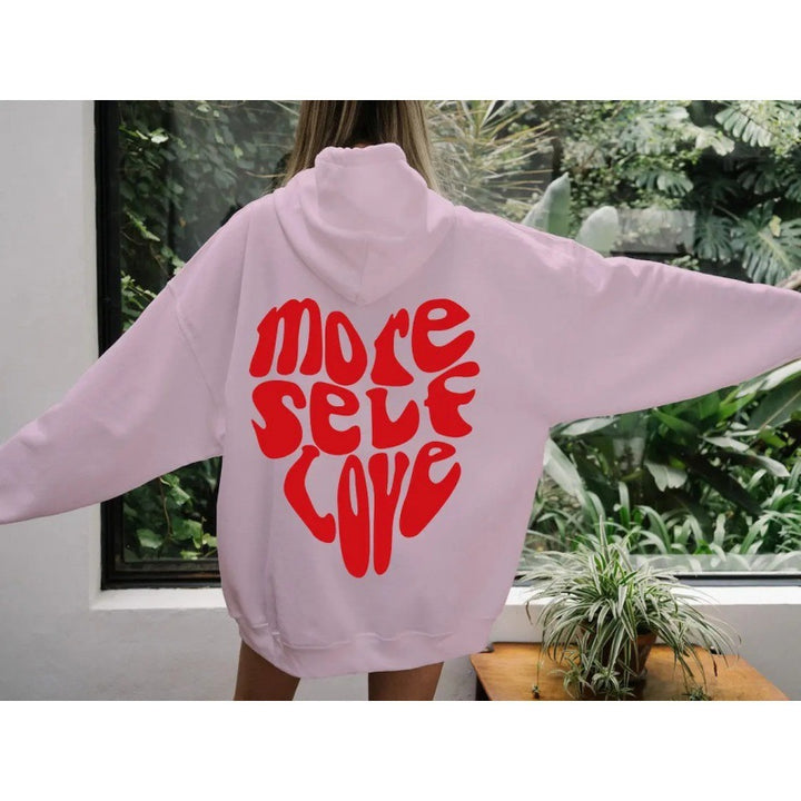 Kvinders oversized hætte sweatshirt med kreativ hjerte design Skovae