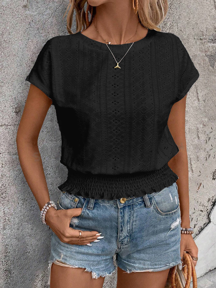 Dame let bluse t-shirt med flæse bånd Stilla