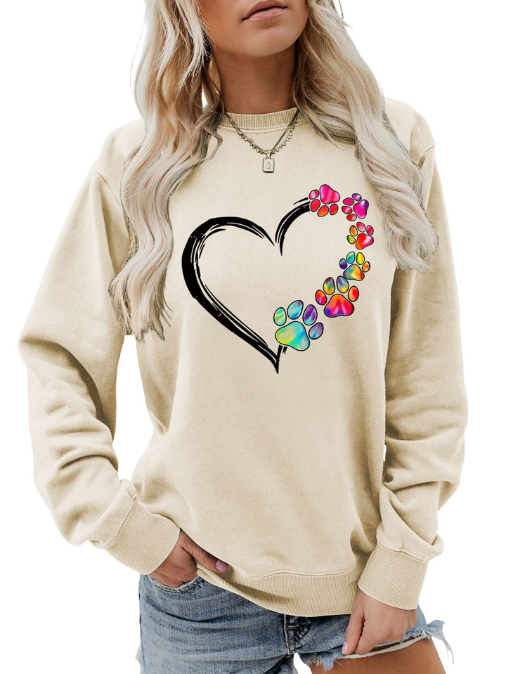 Kvinders sweatshirt med kreativ pote hjerte design Stilla