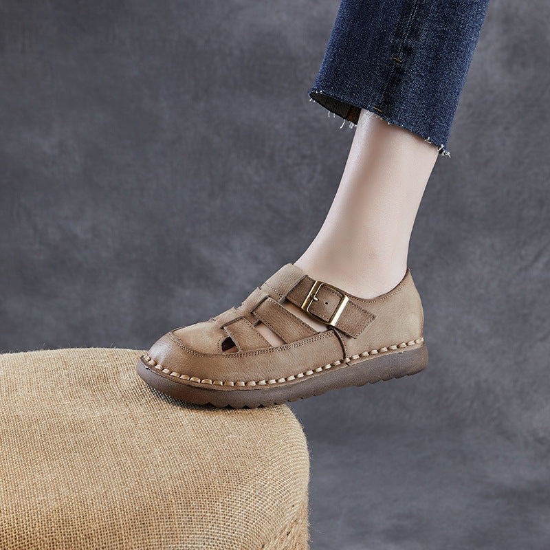 Femme Stilfulde Åben Tå Læder Sandaler med Justerbare Spænder Stilla