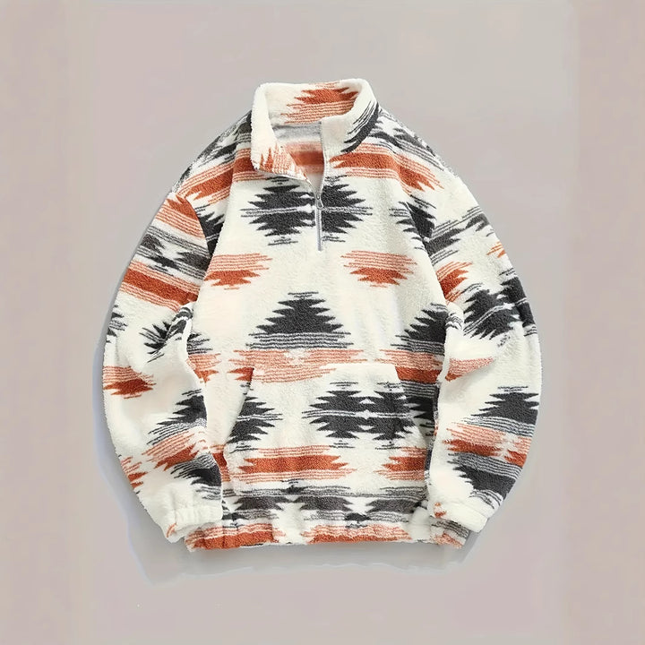 Dame Fleece-trøje med moderne lynlås og farverigt design Stilla