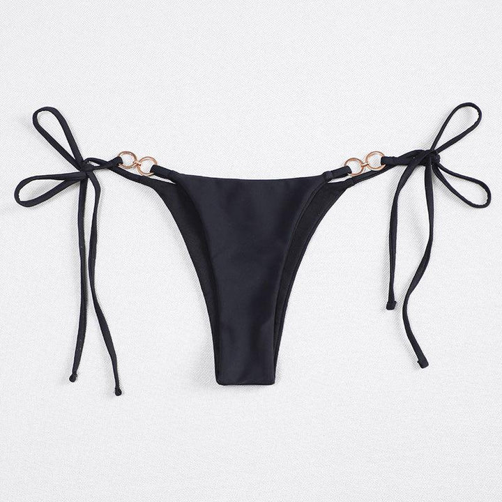 Dame Bikini-bukser med justerbare bindebånd og dekorative ringdetaljer Skovae