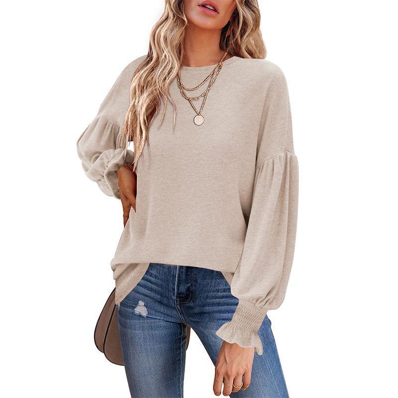 Dame afslappet sweater med ballonærmer og raffineret kant Stilla