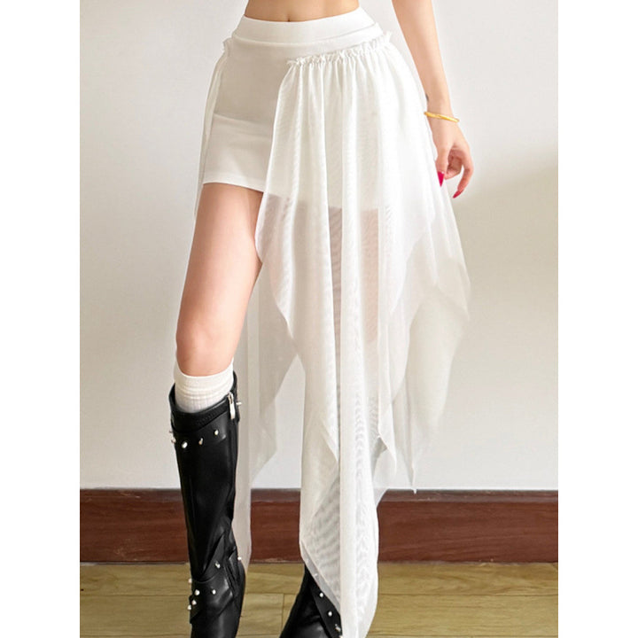 Damen Maxi-Skirt mit fließendem Chiffon und asymmetrischem Schnitt Skovae