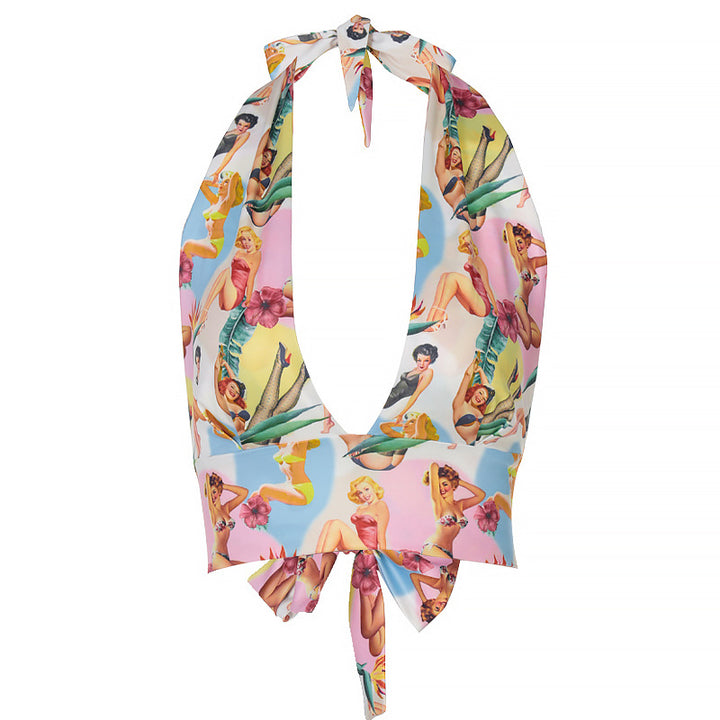 Dame Halterneck-top med legende Pin-Up-motiv Stilla