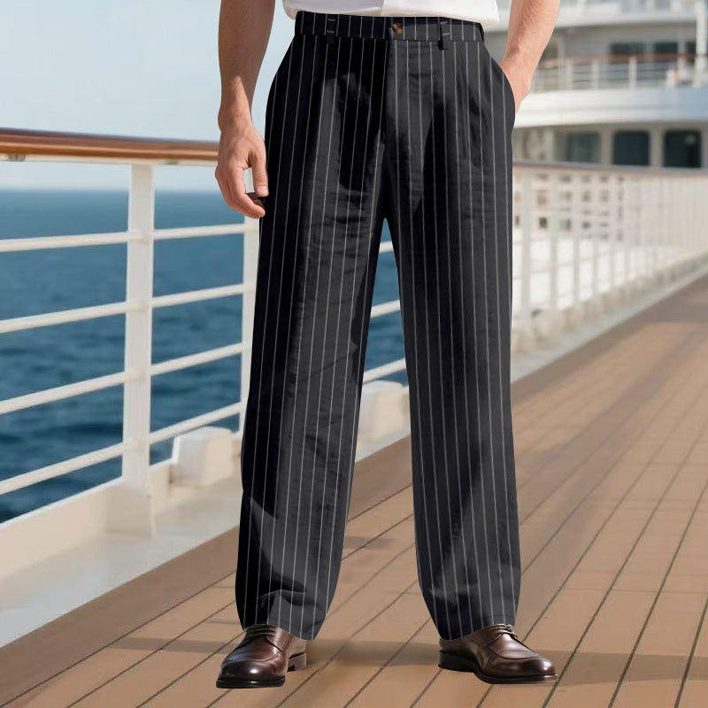 Herrer elegante habitbukser med fine striber Stilla
