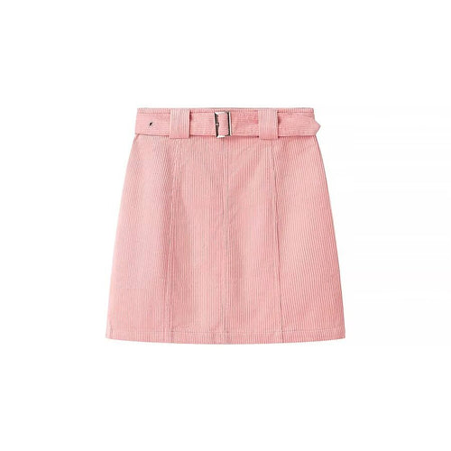 Dame Højtaljede Plissé Mini Skirt med Bælte Detalje Stilla