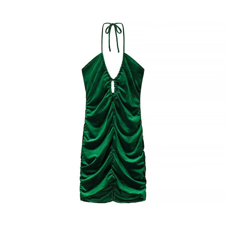 Femme Halter Neck Rüschen Mini Kjole Stilla