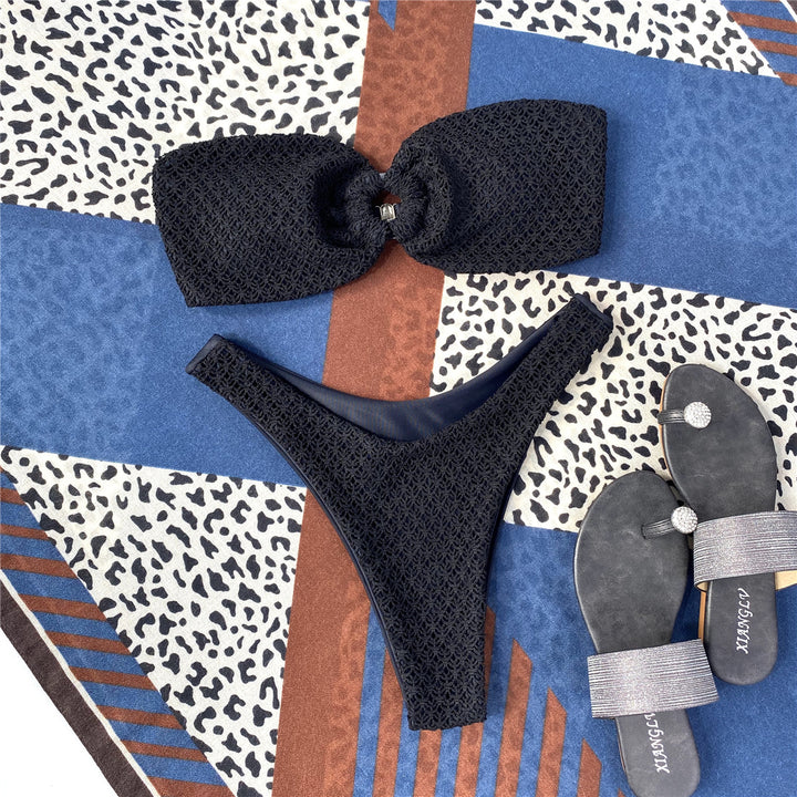 Dame Bandeau Bikini Sæt med strukturmønster og aftagelig pude Stilla