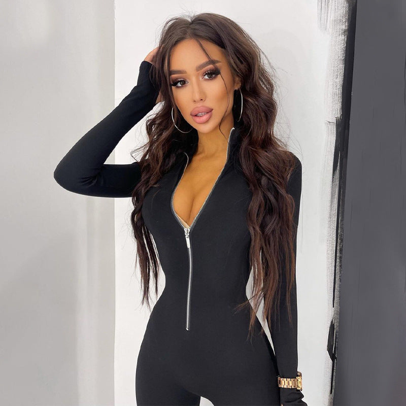 Kvinder Slim-Fit Lynlås Catsuit Stilla