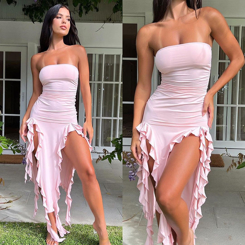 Kvinder Rüschen off-shoulder maxikjole Stilla
