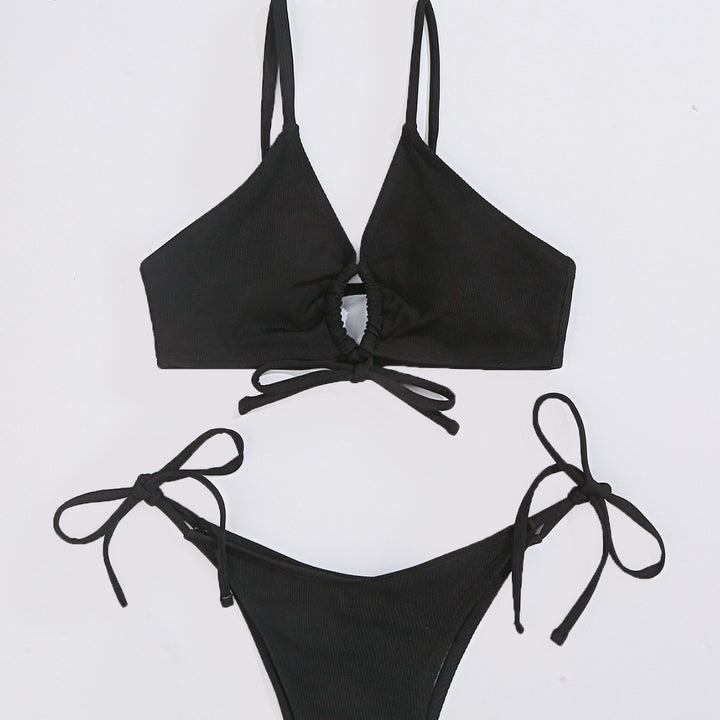 Dame triangeltop bikini med justerbare stropper og raffineret knude Skovae