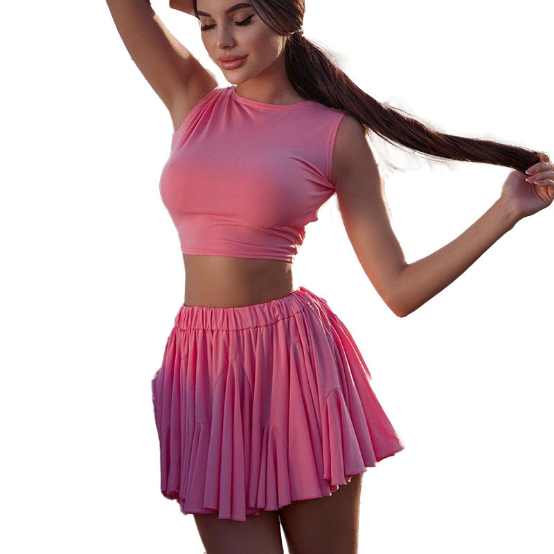 Stilfuld dame-cropped-top og flydende nederdel-sæt Stilla