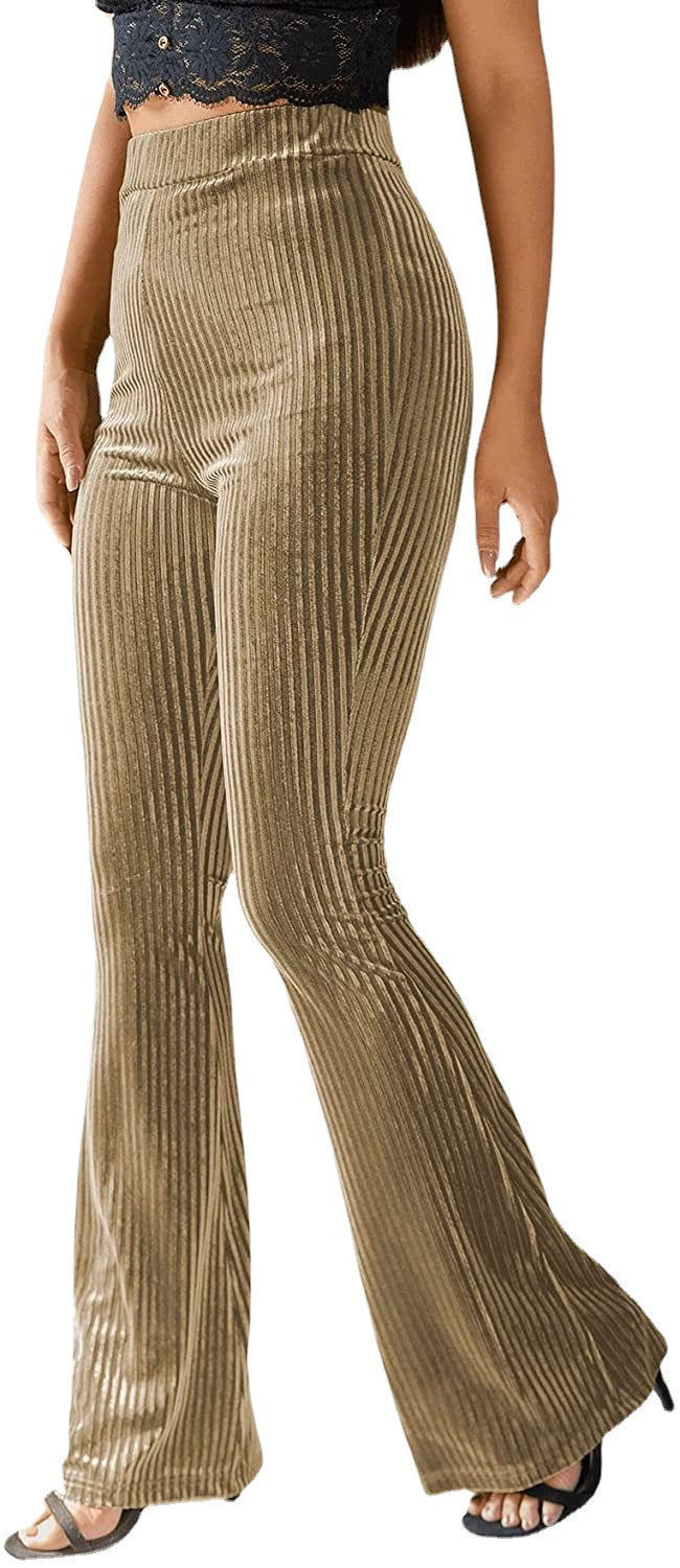 Dame Bootcut-bukser med ribstruktur og høj talje Skovae