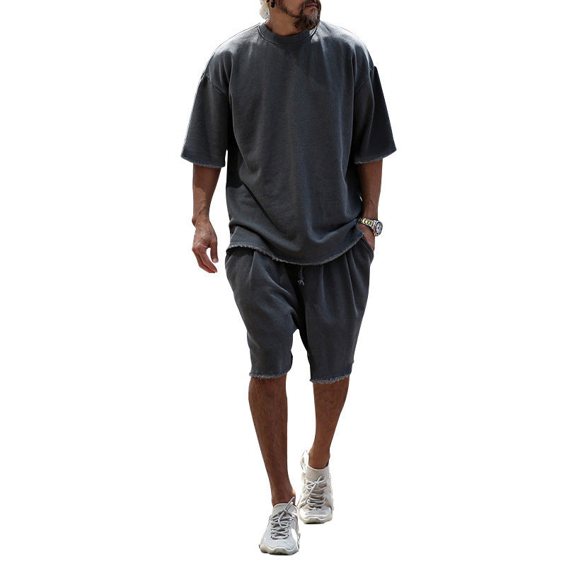 Herrer afslappet overdel og shorts sæt med oversized pasform Stilla