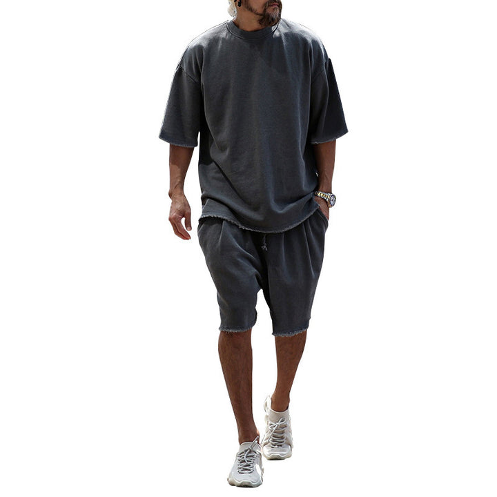 Herrer afslappet overdel og shorts sæt med oversized pasform Stilla