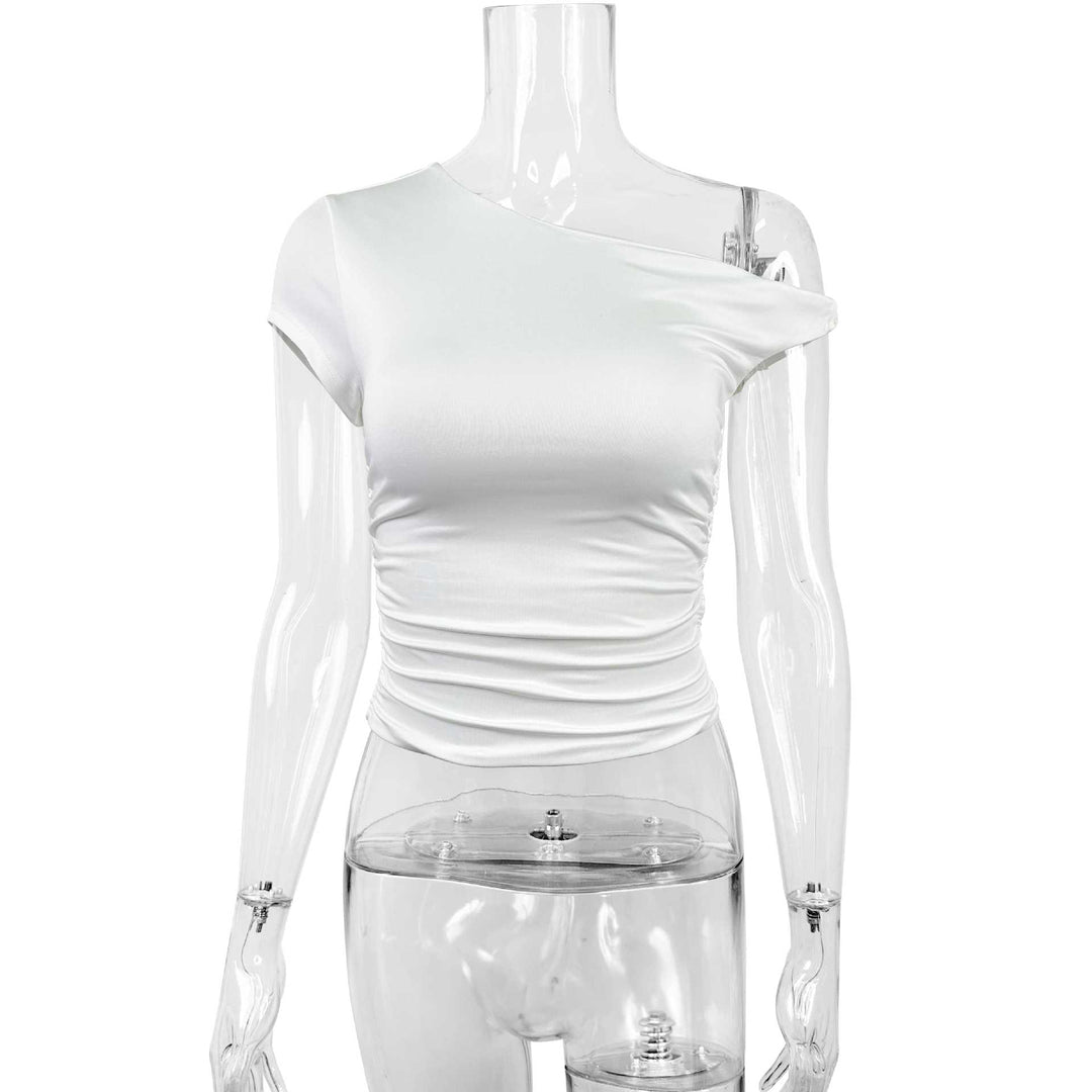 Dame Off-Shoulder Shirt med rynkning og figursyet snit Skovae