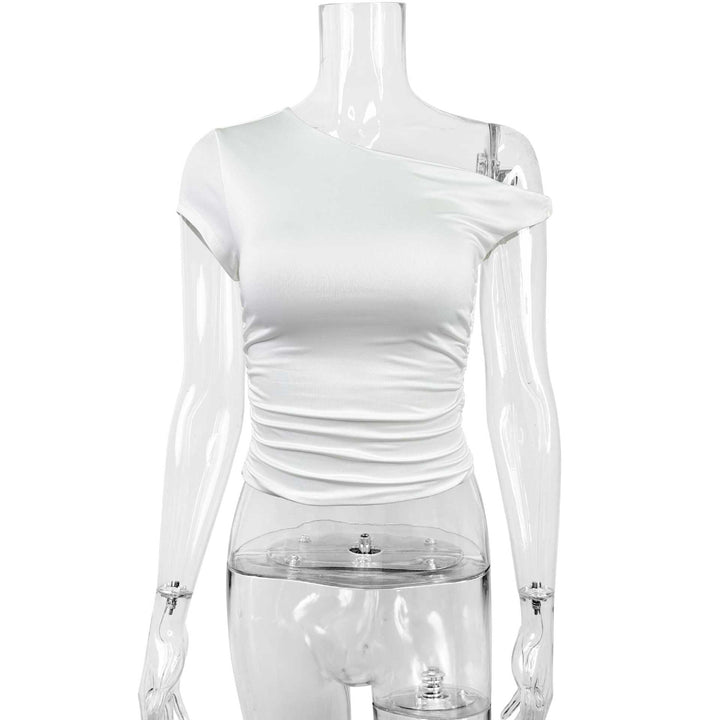 Dame Off-Shoulder Shirt med rynkning og figursyet snit Skovae