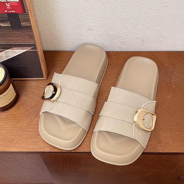 Dame Komfortable og elegante slides med dekorative spænder Stilla
